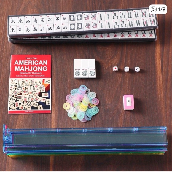 Blue Floral Mahjong Complete Set with Carrying Case - Picture 13 of 13